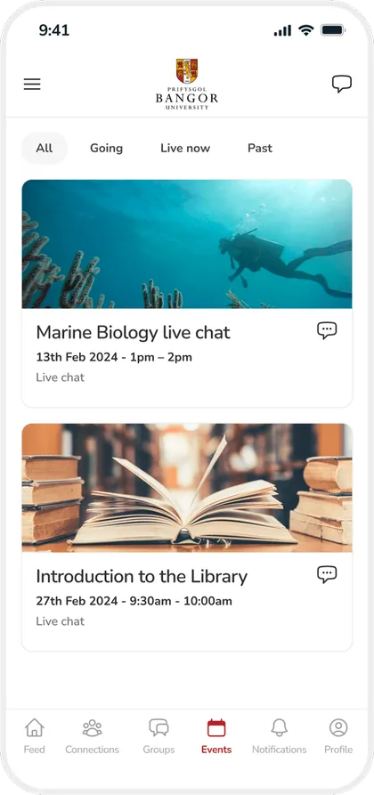 Bangor University’s CampusConnect app on a phone