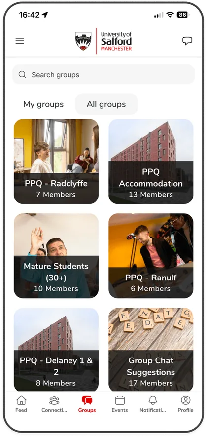 University of Salford’s CampusConnect app on a phone