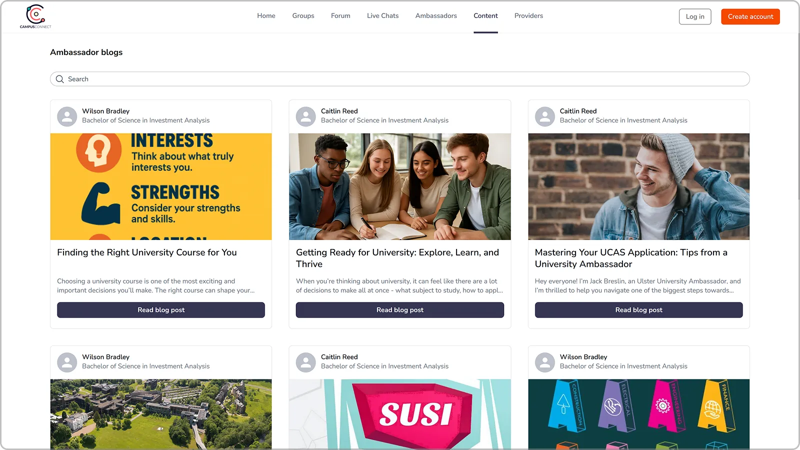 Ambassador blogs on CampusConnect Hub